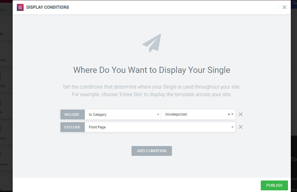 Elementor Template Display Option