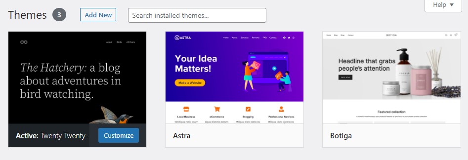Installed WordPress Themes