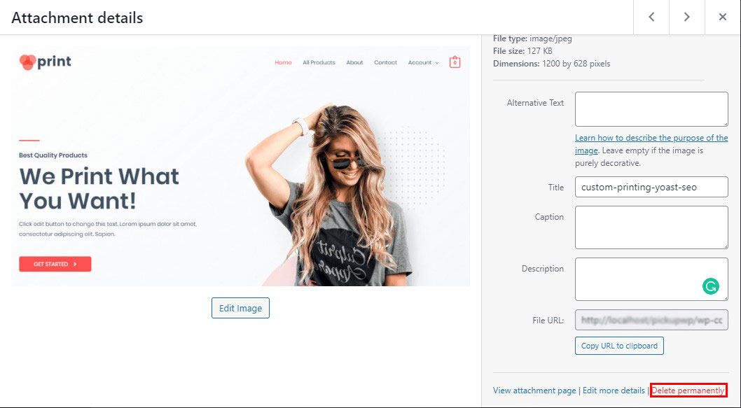 Delete Media Library Image