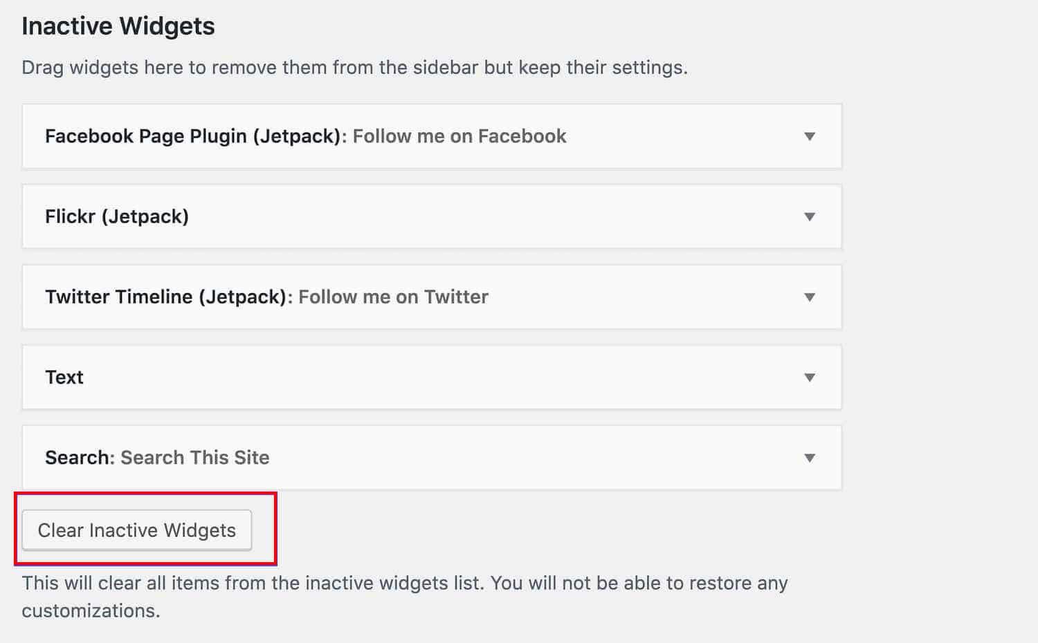 Inactive Widgets