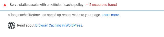 Google PageSpeed Insights Leverage Browser Caching Warning