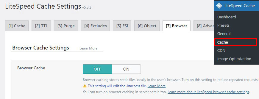 Enable LiteSpeed Browser Cache