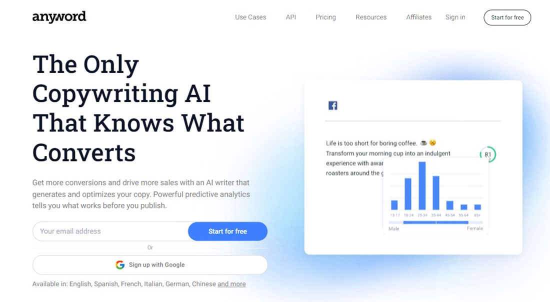 Anyword - AI Copywriting, AI Writing Assistant & Text Generator