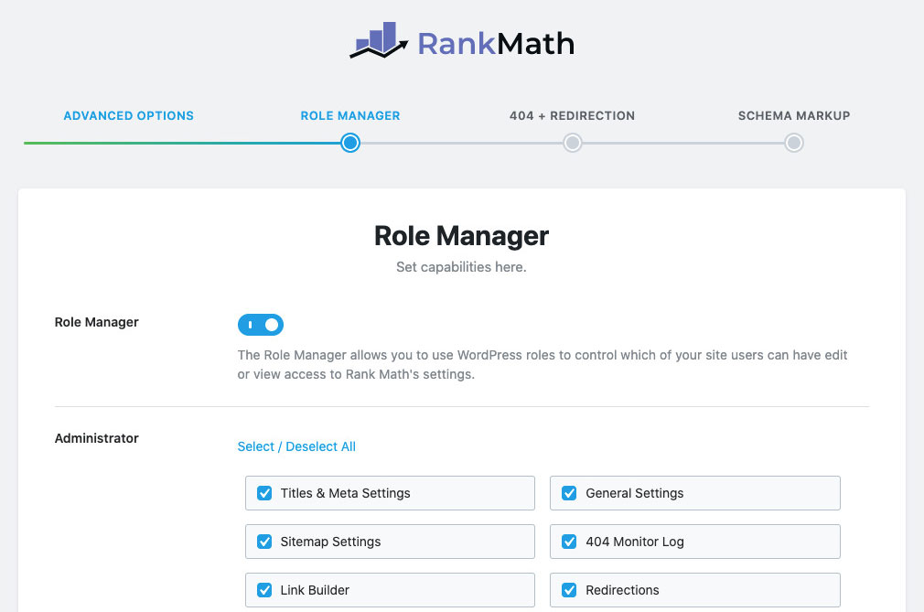Rank Math Setup Wizard Advanced Settings