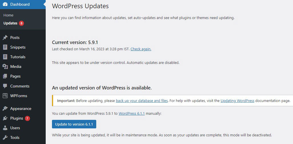 WordPress Updates