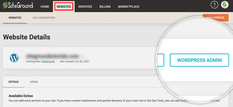 Log in to WordPress From SiteGround