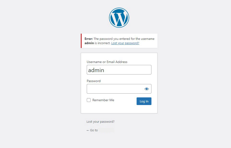 Incorrect Password Login Error