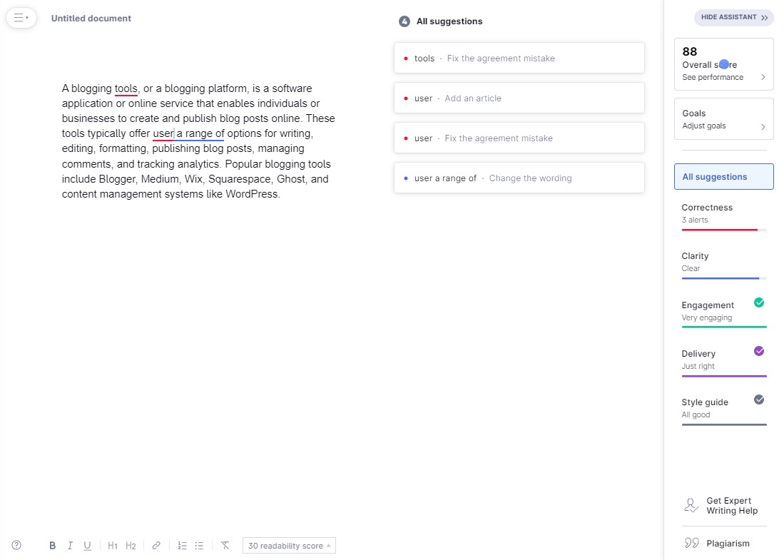 Grammarly - Best Blogging Tools for Bloggers