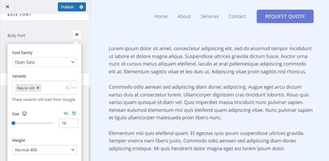 Change Font of Individual Elements