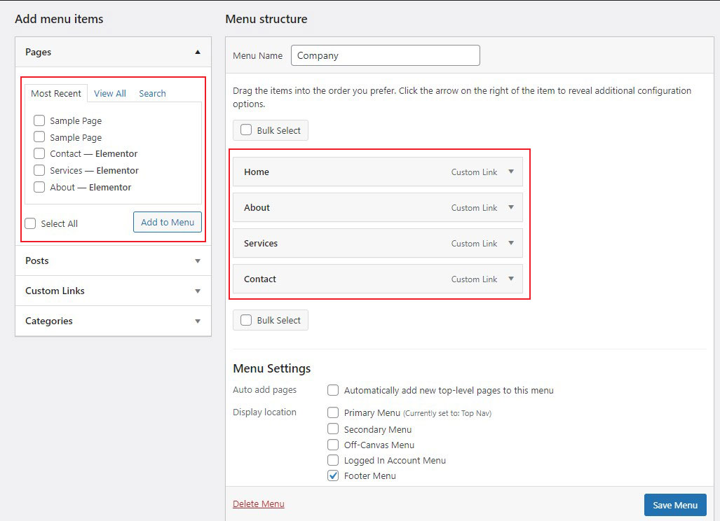 Add Links to Menu
