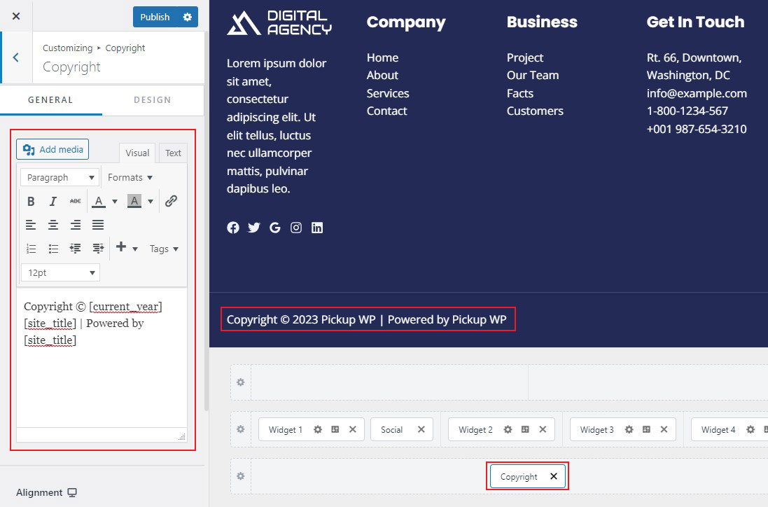 Edit Copyright Text in Astra