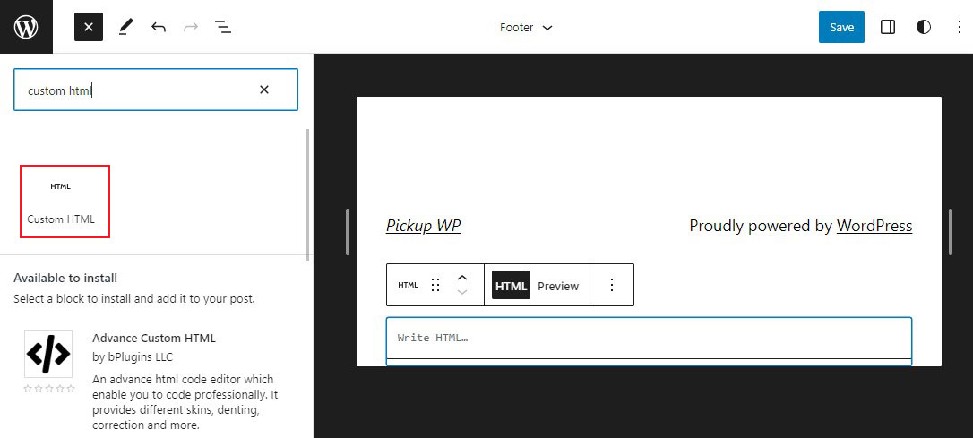 Add Custom HTML Block