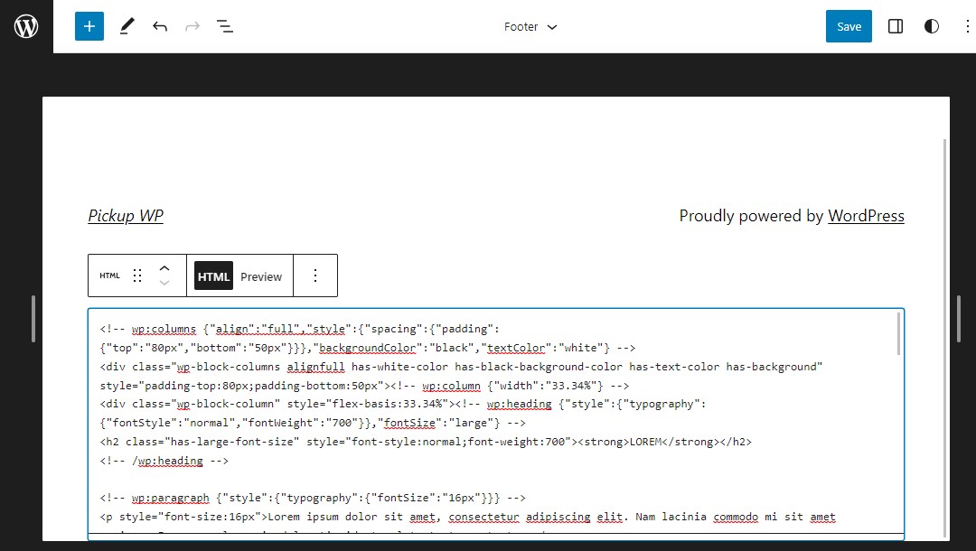 Paste Footer Pattern Code