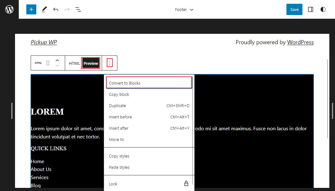 Convert Pattern to Block