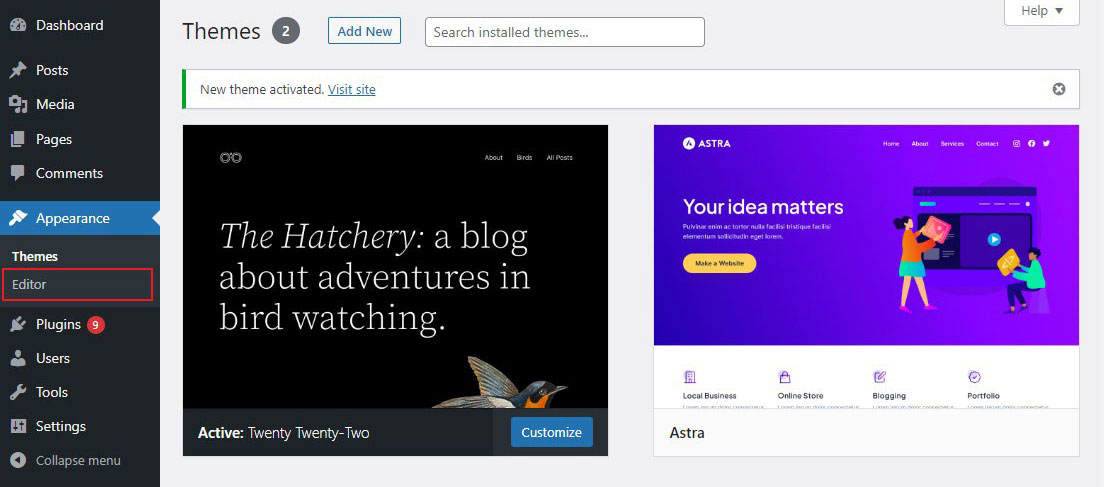 Go to Full Site Editor