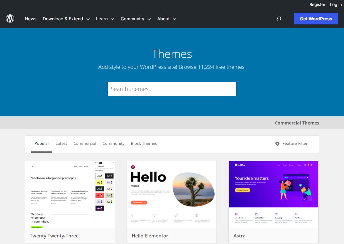 WordPress.org Free Themes Repository