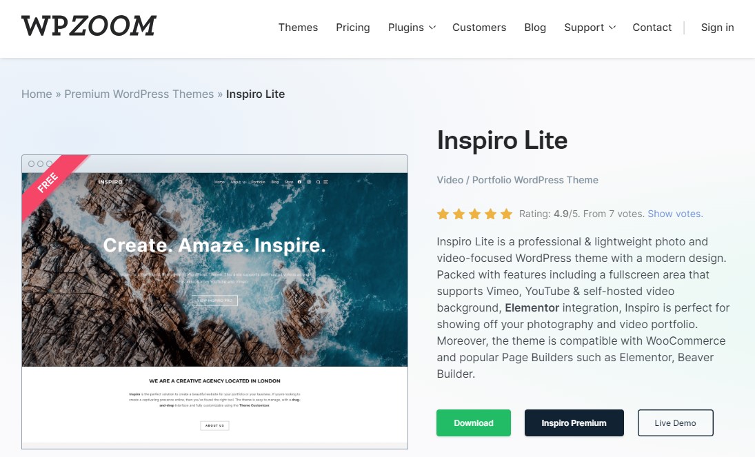 Inspiro - Video & Photography Theme for WordPress