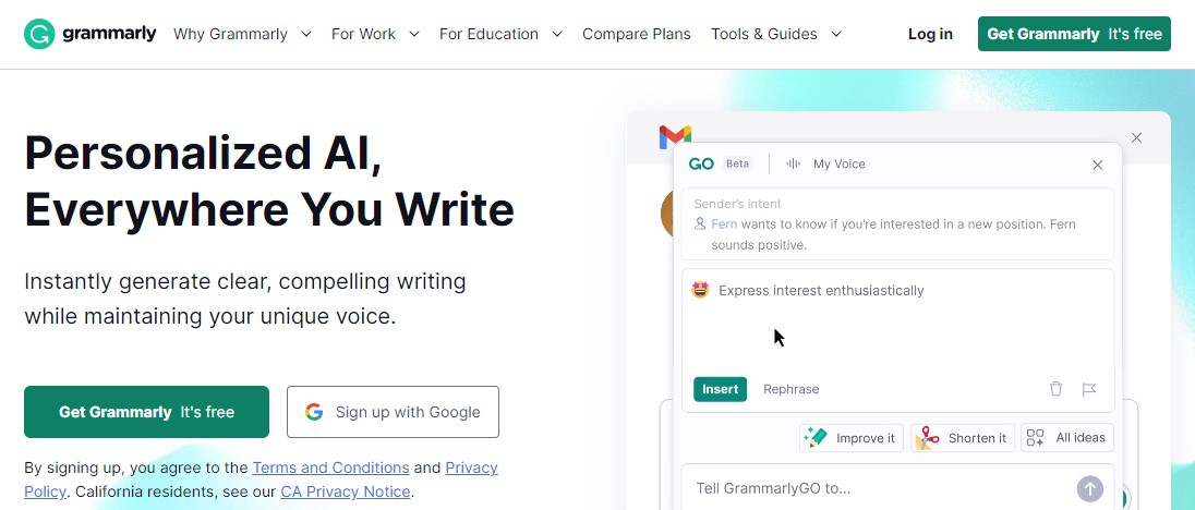 Grammarly: Free Writing AI Assistance