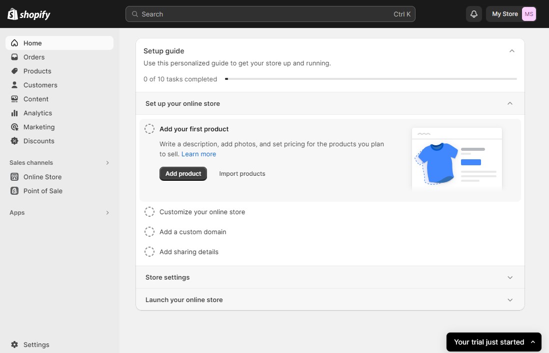 Shopify Admin Panel