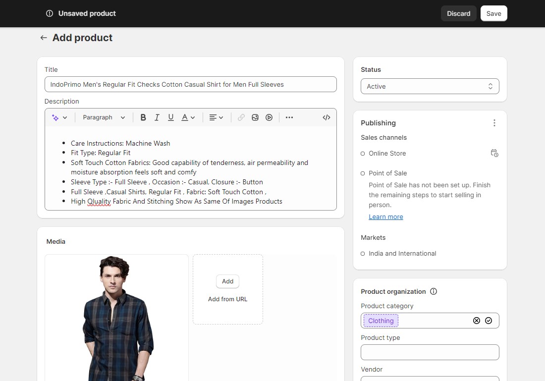 Add New Product Page in Shopify