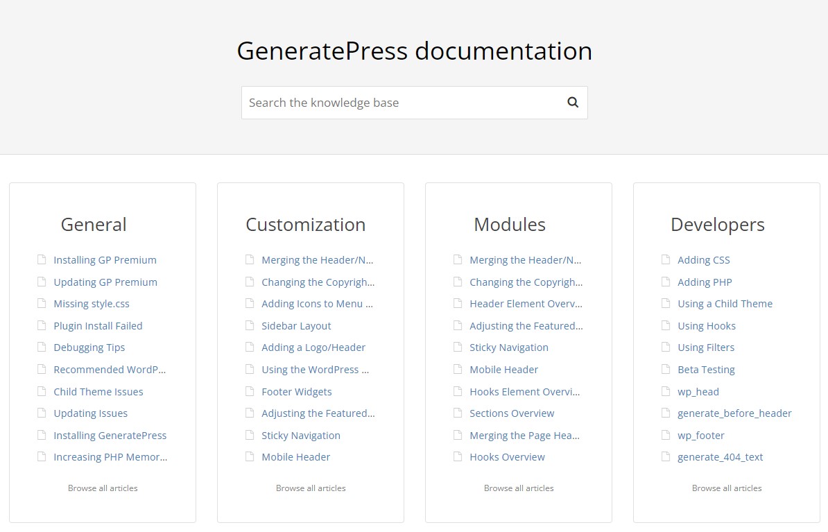 GeneratePress Documentation