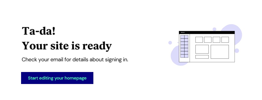 Site Ready Successfully Message