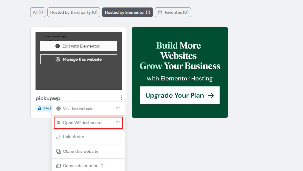 Open WP Dashboard Option