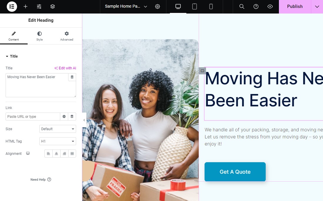 Customize Heading Element