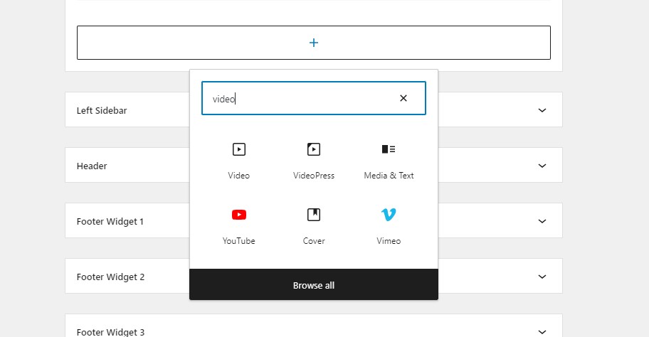 Add New Video Block to Widget