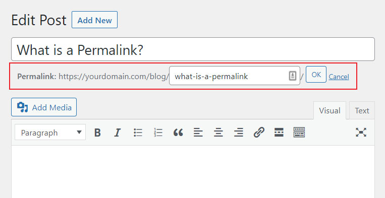 Permalink in WordPress Classic Editor