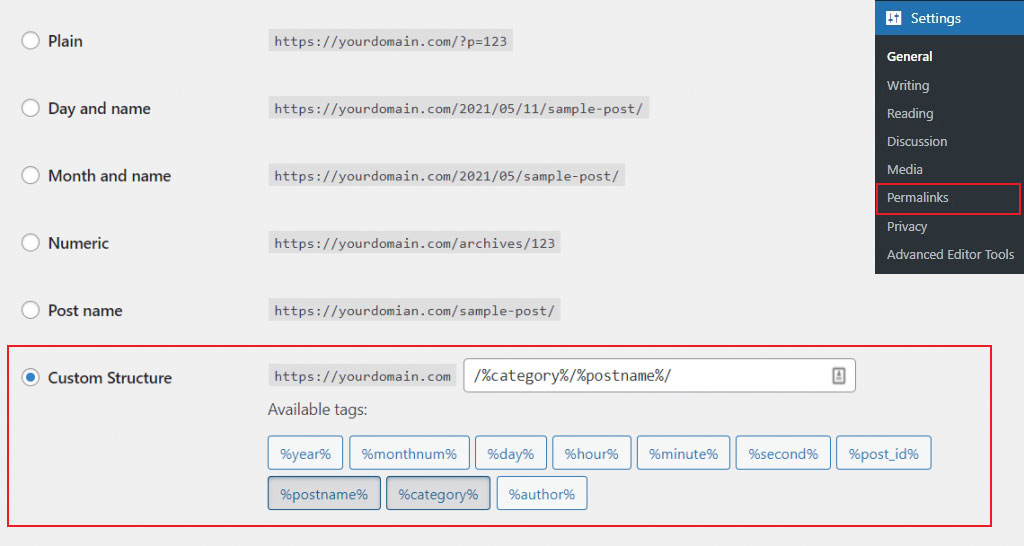 Permalink Settings in WordPress