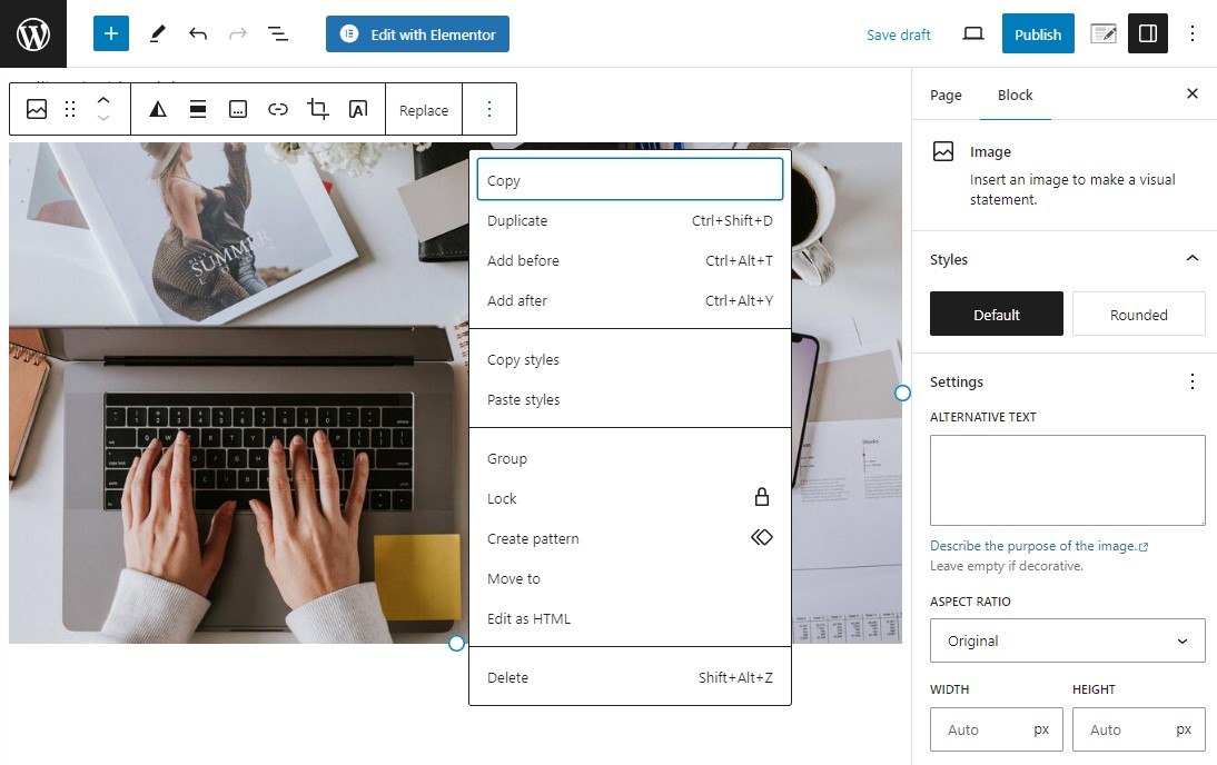 Hovering Toolbar for Copyping, Pasting, or Duplicating Content for Gutenberg Block