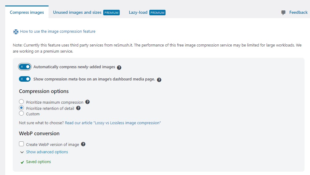 WP Optimize Compress Images