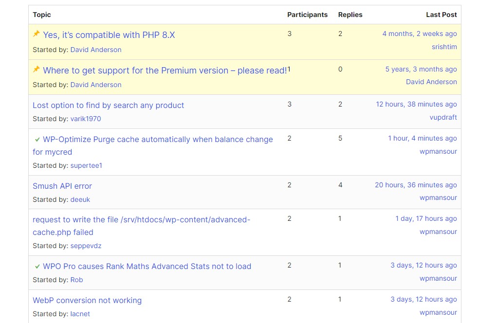 WP Optimize WordPress Support Forum
