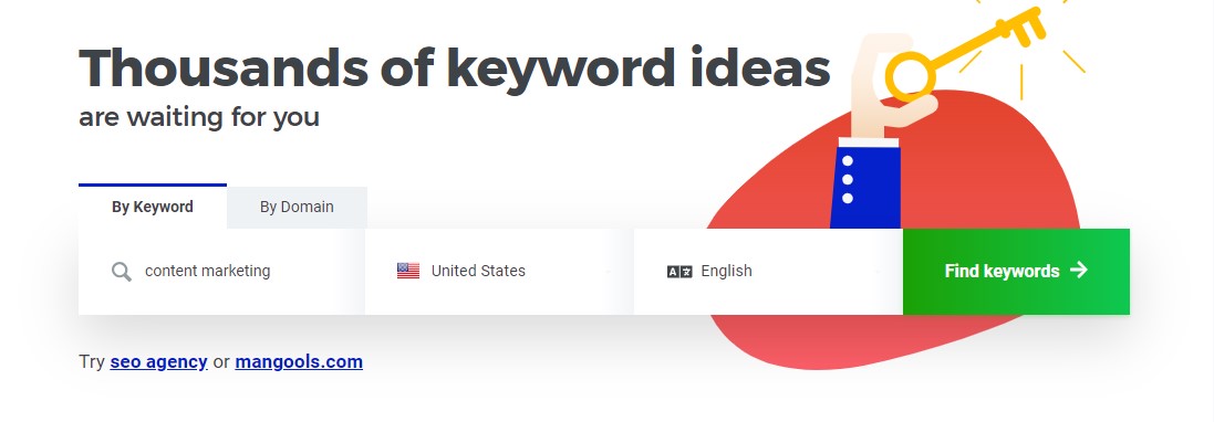 KWFinder Keyword Research for "Content Marketing"