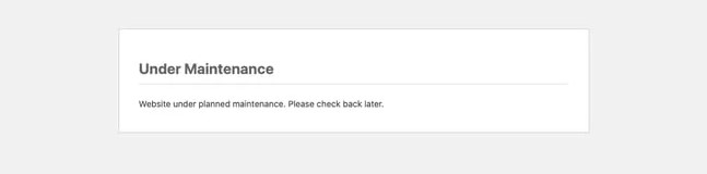 Website Under Maintenance Message