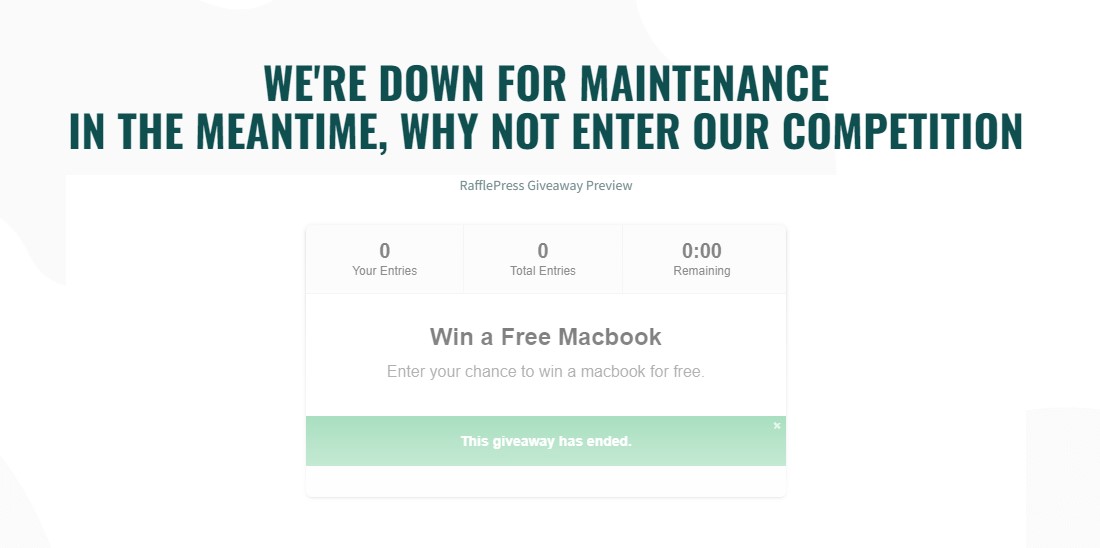 Use RafflePress Plugin to Run a Contest While in Maintenance Mode