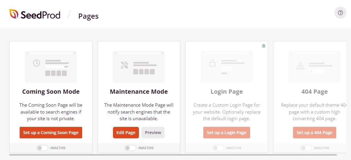 Inactive Maintenance Mode