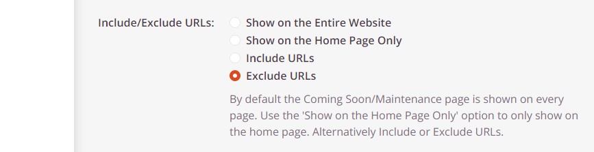 Excluding URLs in Maintenance Mode