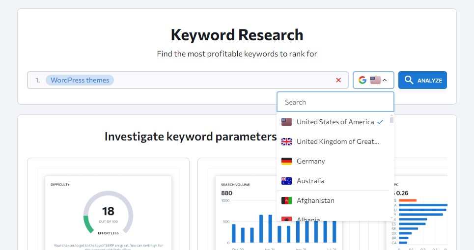 SE Ranking Keyword Research Tool