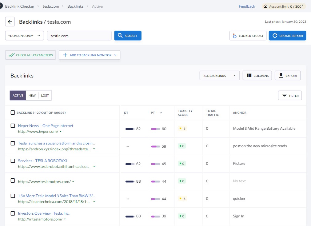 Backlinks Report