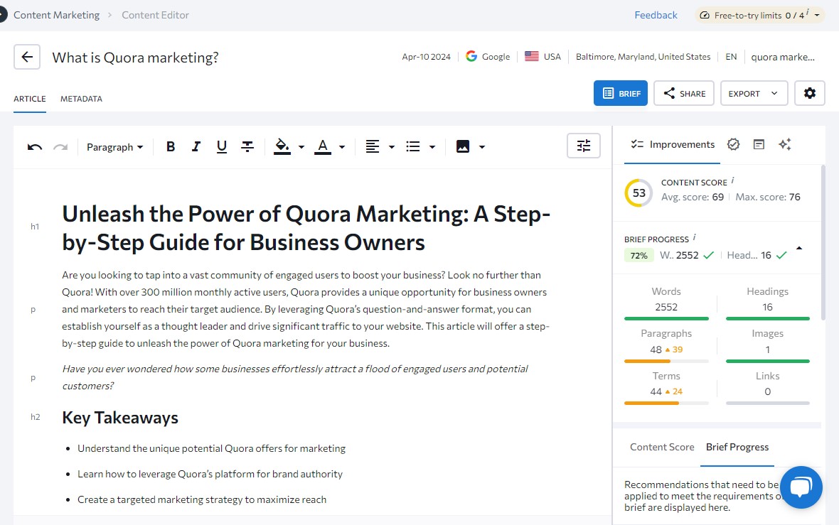 SE Ranking Content Editor