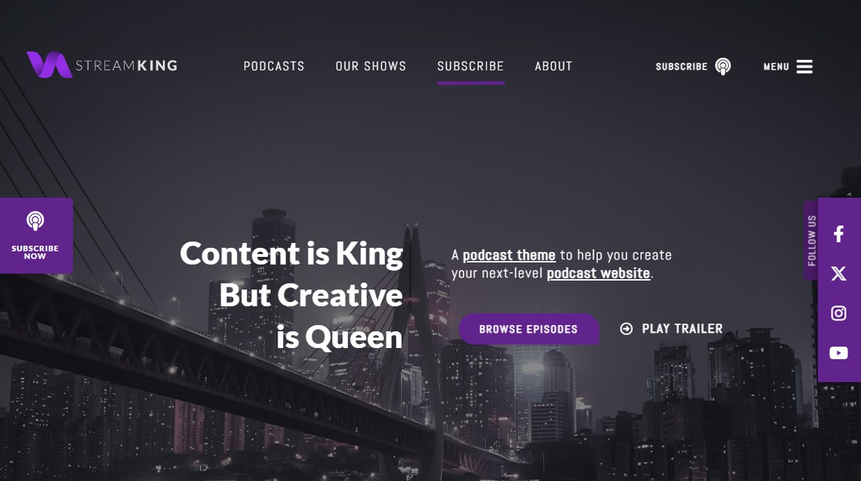 StreamKing - WordPress Podcast Theme