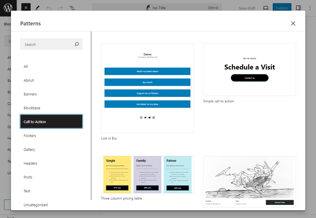 WordPress Block Pattern Library