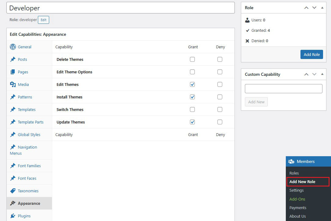 Create New User Role