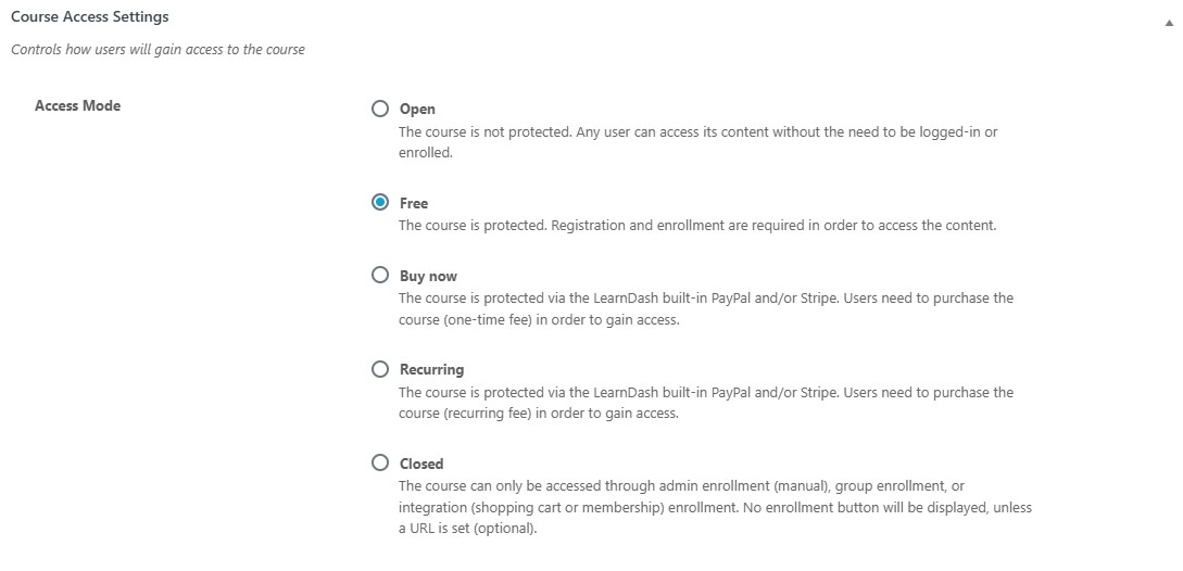 LearnDash Payment Settings