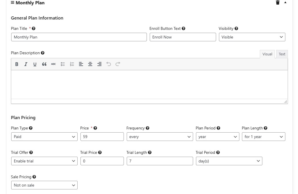 LifterLMS Access Plans