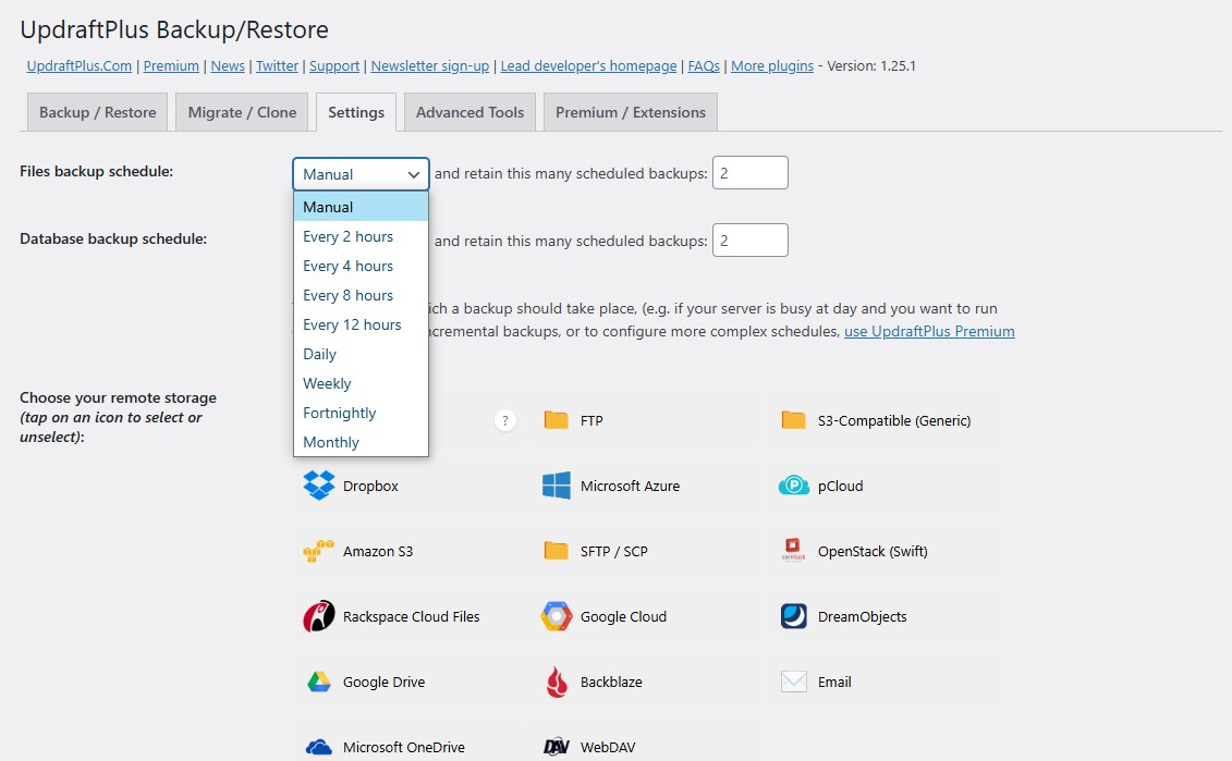 Set Up Schedule Backups Within UpdraftPlus