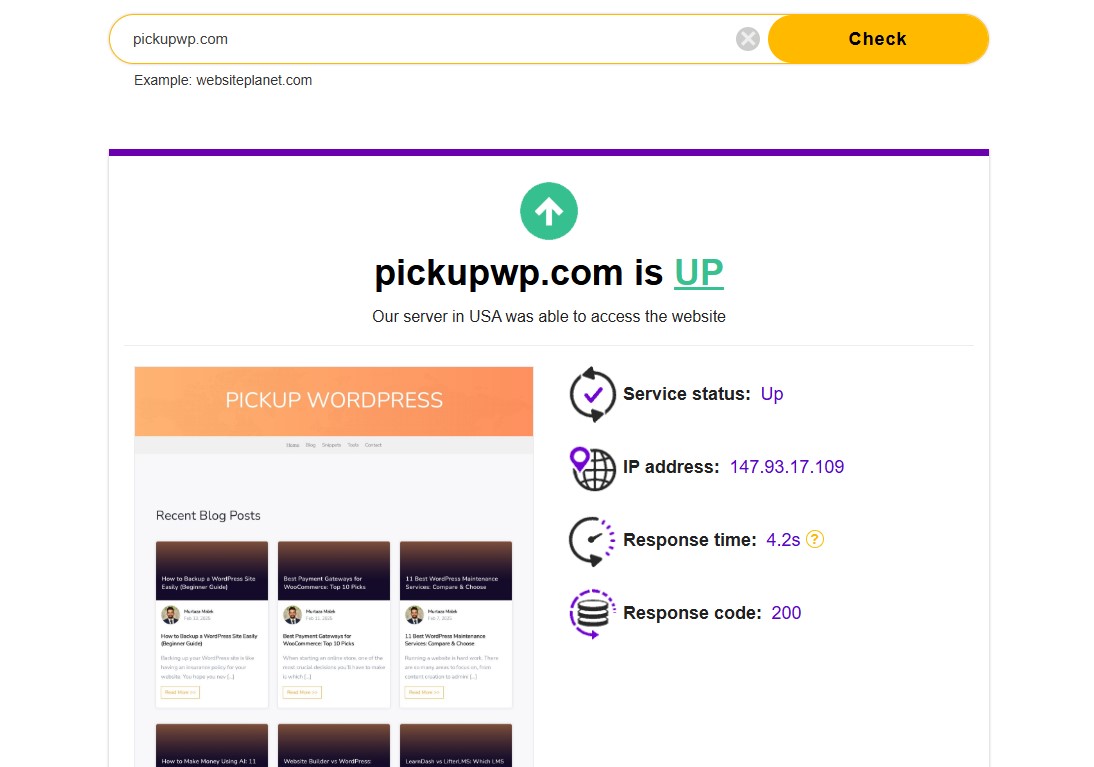 Website Plannet - Free Website Down Checker
