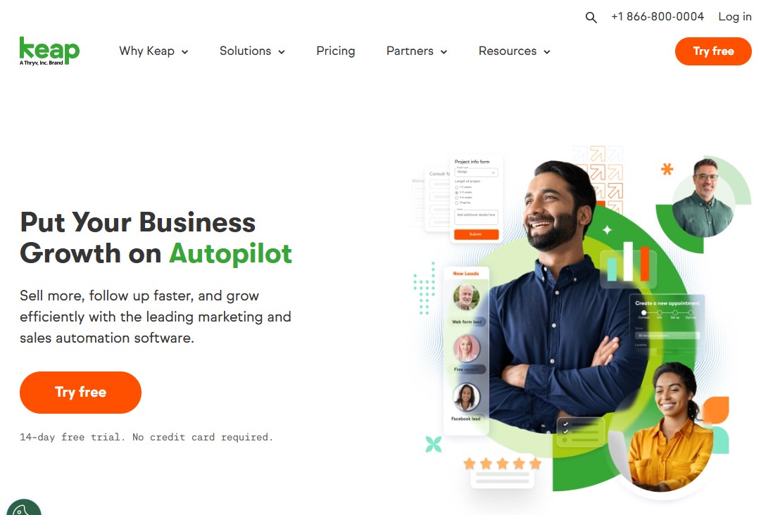 Keap Homepage